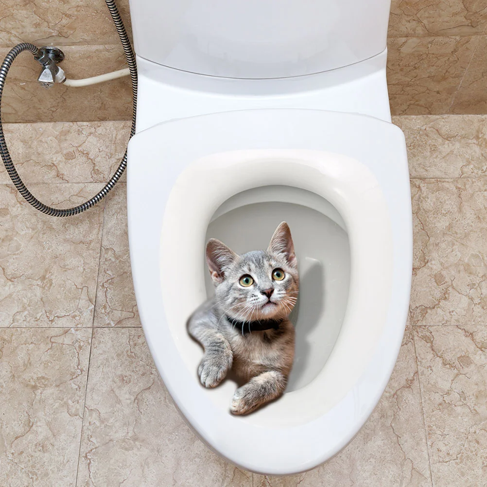 3D наклейка для ванной комнаты милый кот на сиденье унитаза настенные сиденья с