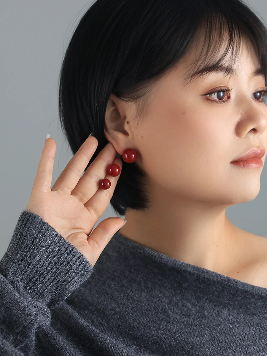 925 серебряных игл французские серьги в стиле ретро винно-красные национальные