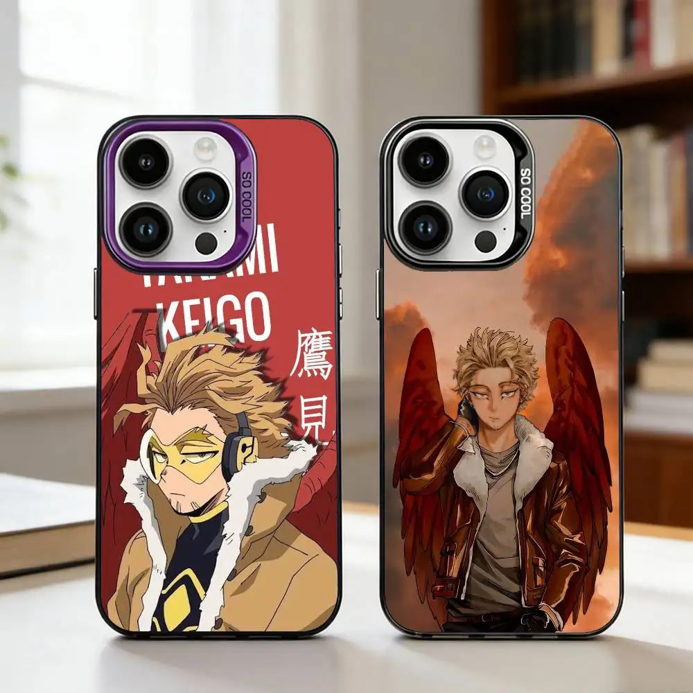 Фото Чехол для телефона Anime MHA Hawks BNHA для iPhone 17, 16, 15, 14, 13, 12, 11, Pro, MAX, белый матовый, противоударный №1