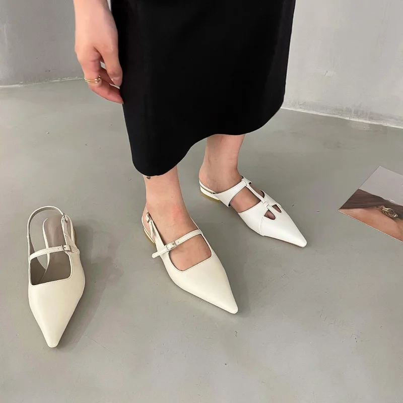 Slippers Women 2022 Summer New Girl Lazy Net Red Flat Bottom Pointed Toe Head Half Slippers for Outer Wear Slippers Women