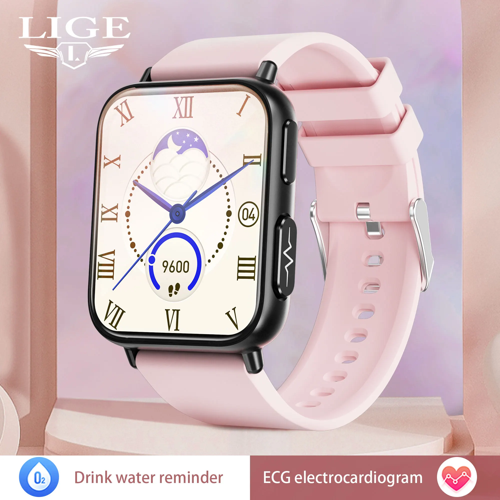 

LIGE New Ladies Blood Pressure Measurement Sport Smart Watch Men Blood Glucose Monitor Health IP68 Waterproof ECG+PPG Smartwatch