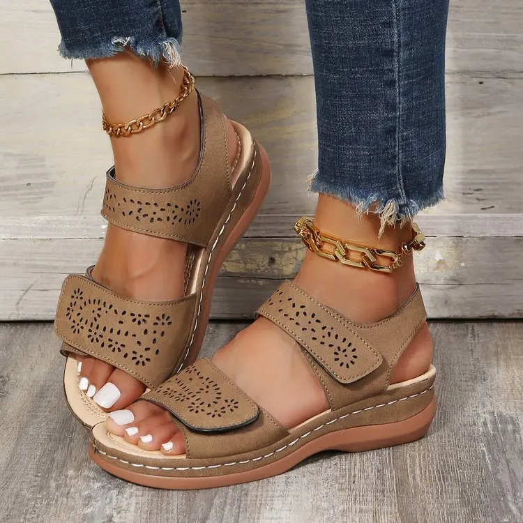 

2022 NEW Summer Women Wedges Orthopedic Sandals Women Vintage Anti-Slip Casual Female Platform Retro Shoes Large Size 35~43