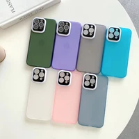 solid color bring your own lens film all inclusive jelly phone case for iphone13 12 11 pro x xs xr max 7 8 plus shockproof cover