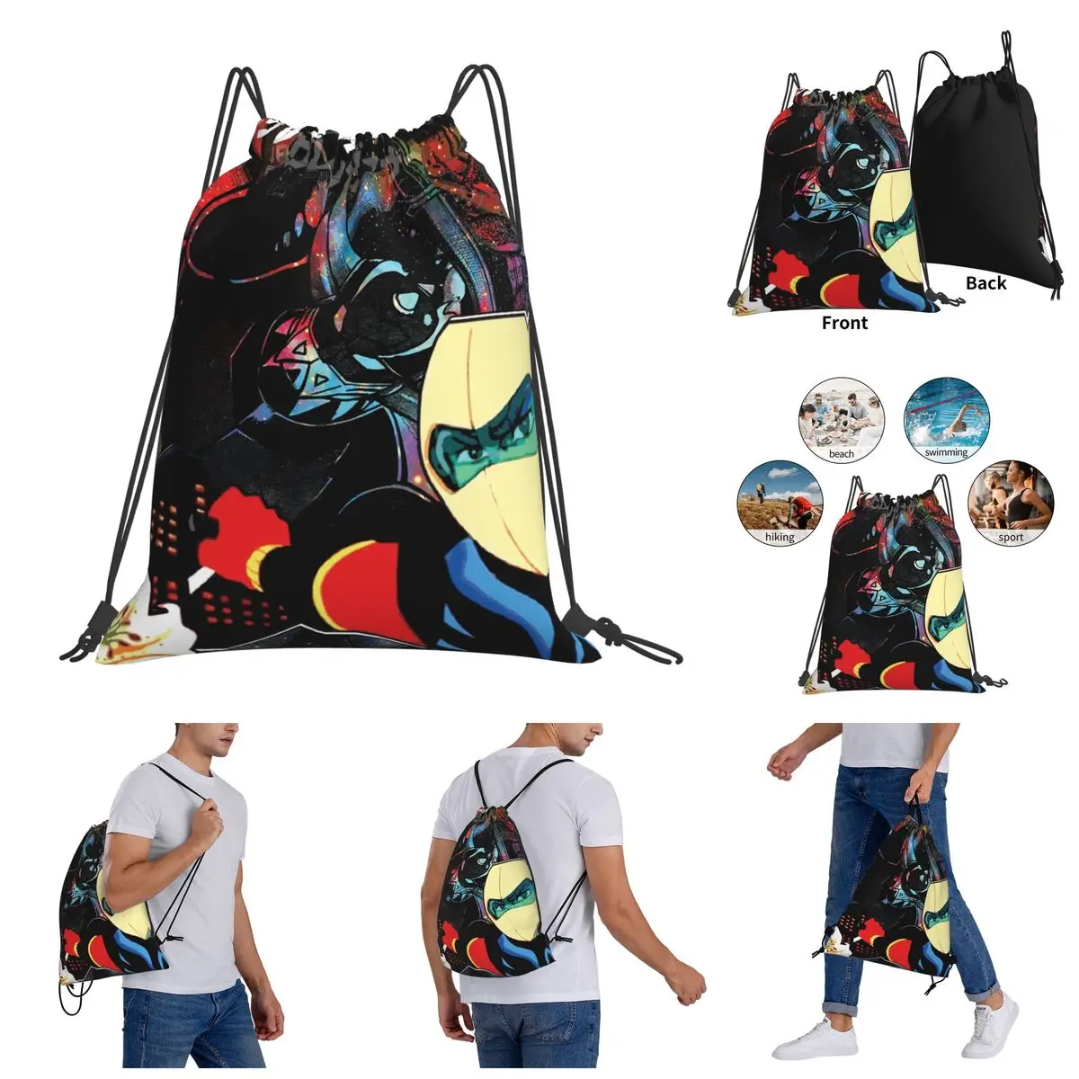 

Goldoraks Grendizer UFO Robot Drawstring Bags Gym Bag Vintage Backpack Geeky Knapsack