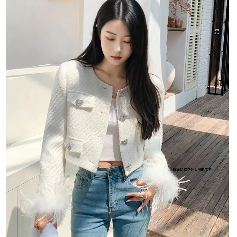 High Sense белая элегантная светская изящная верхняя одежда для женщин осень 2023 новый