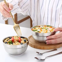 stainless steel soup bowl noodle rice fruit salad tableware double layer food storage containers home kitchen cooking tools