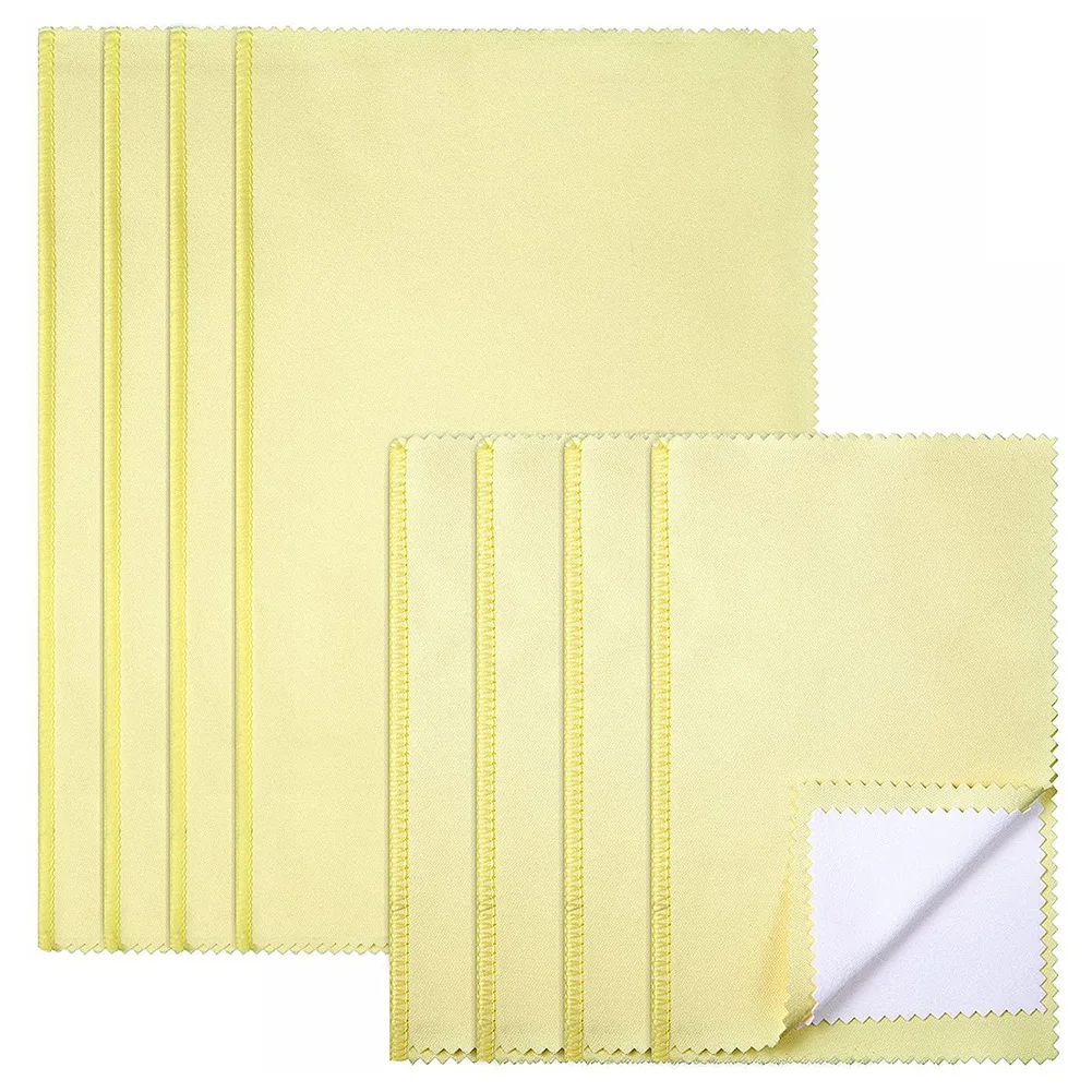 

8 Pcs Polishing Cloth Set Large Jewelry Cleaning Cloths Silver Polishing Cleaning Cloth, 11X14inch and 6X8inch (Yellow)