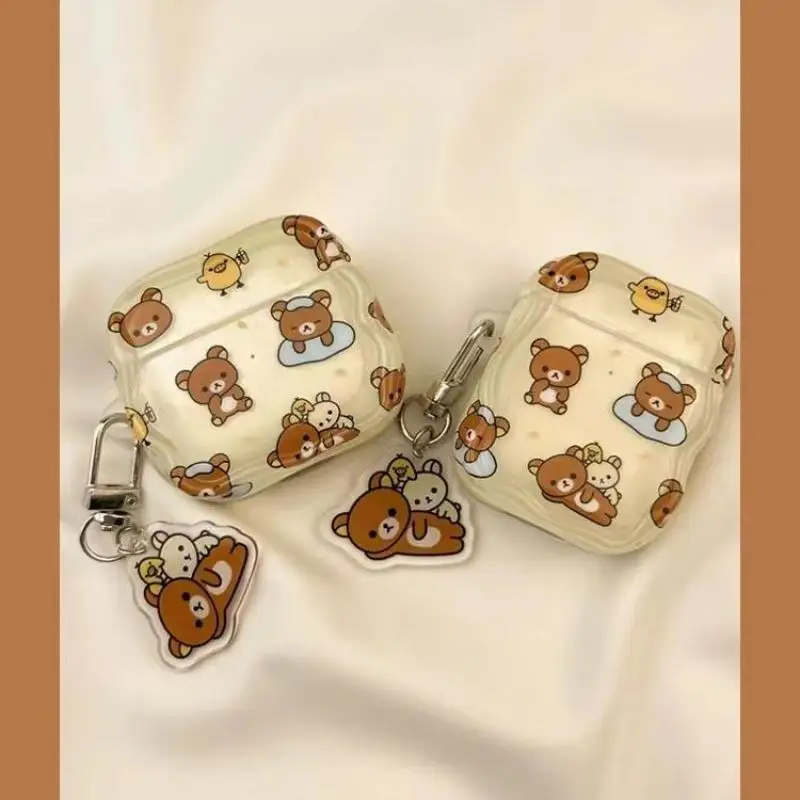 Kawaii Cute Rilakkuma Bluetooth защитный чехол для наушников Airpodspro3/airpods1/2/3 с подвеской