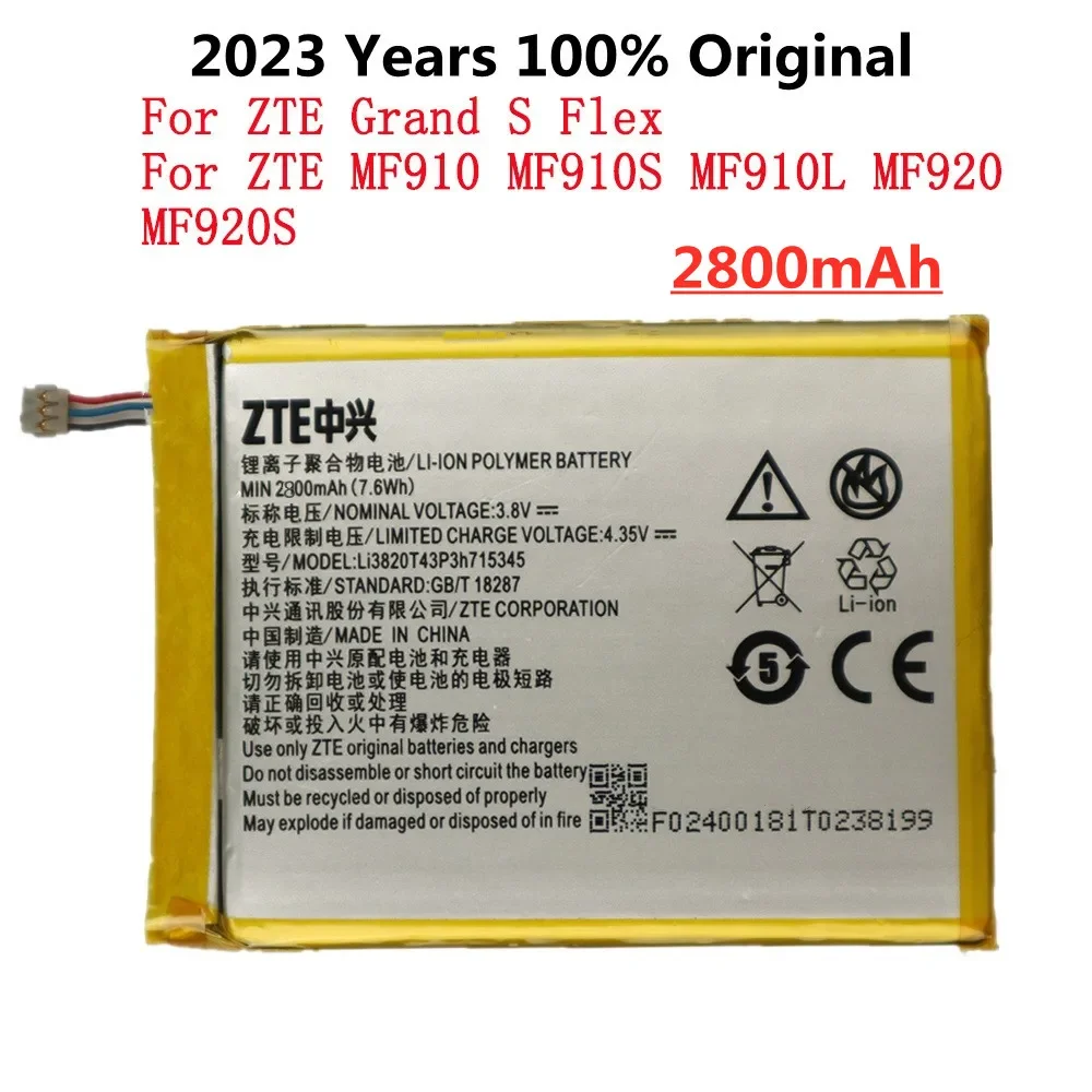 

2023 Years New Original 2800mAh LI3820T43P3h715345 Battery For ZTE Grand S Flex MF910 MF910S MF910L MF920 MF920S MF920W+ Battery