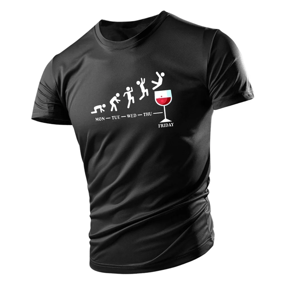 

Мужская футболка с коротким рукавом, круглым вырезом и принтом Красного вина
