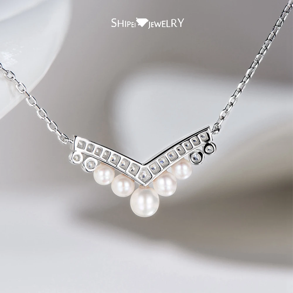 

Shipei 100% 925 Sterling Silver Natural Pearl High Carbon Diamond Gemstone Pendant Necklace For Women Fine Jewelry Wholesale