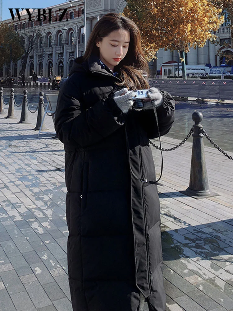 WYBLZ Long Winter Jacket Women Parka Baggy Thicken Warm Korean Fashion Casual Hooded Jacket Oversized Puffer Coat Bubble Outwear