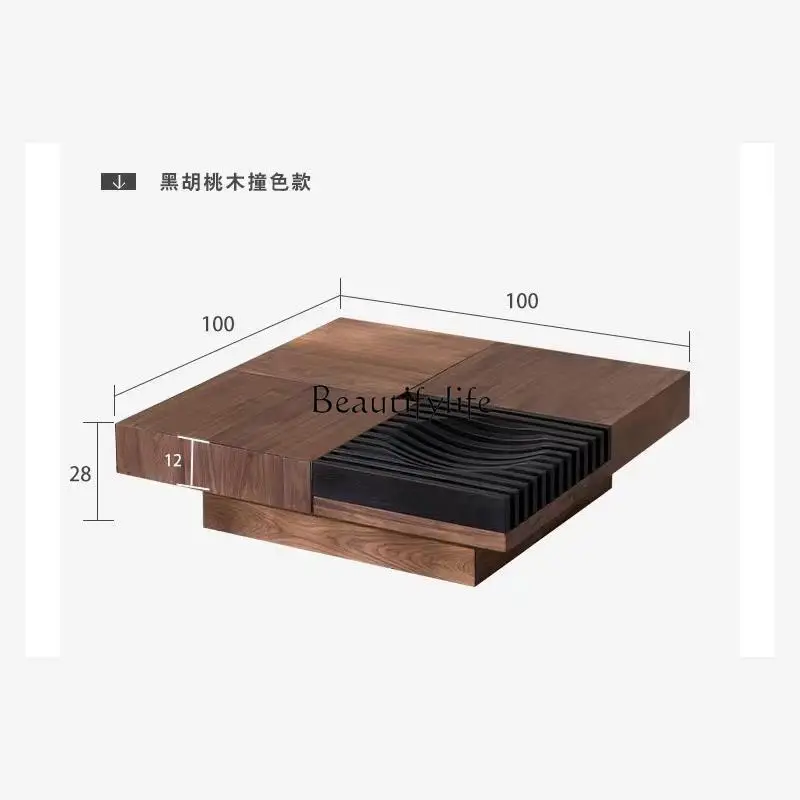 Североамериканский журнальный столик из черного ореха квадратный цельного