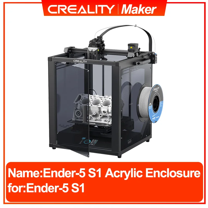 

CREALITY New Arrival Ender-5 S1 Acrylic Enclosure Upgrade Kit 3D Printer Parts Translucent Black Dust Proof Noise Reduce Shell
