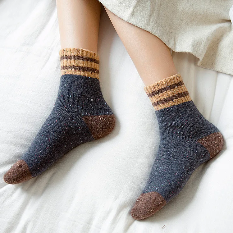

Thick Terry Wool Socks Women for Autumn and Winter with Striped Dotted Yarn Warm Christmas Socks Kawaii Socks Y2k Cute Socks