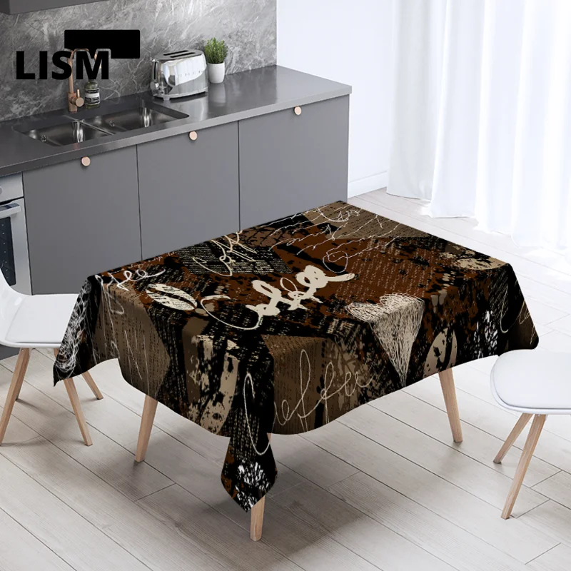 

Coffee Pattern Tablecloth Antifouling Dinning Table Cover Wedding Party Rectangular Table Cloth Home Kitchen Decor Manteles