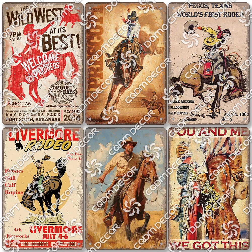 Западные ковбойские тарелки жестяные вывески винтажный металлический плакат в