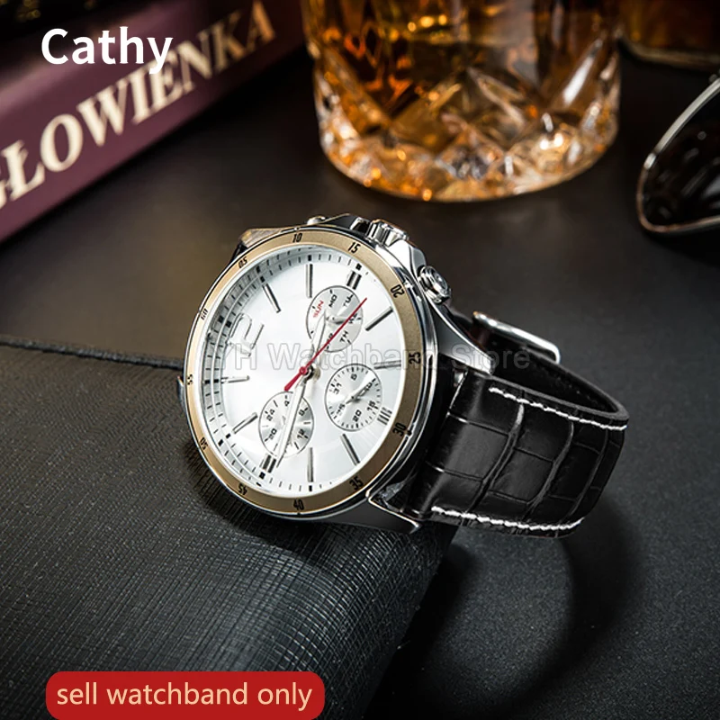 Фото Ремешок для часов из натуральной кожи 20 мм для Casio MTP-1303 1375 LTP-V007L-7E1, мужской водонепроницаемый ремешок из воловьей кожи №3