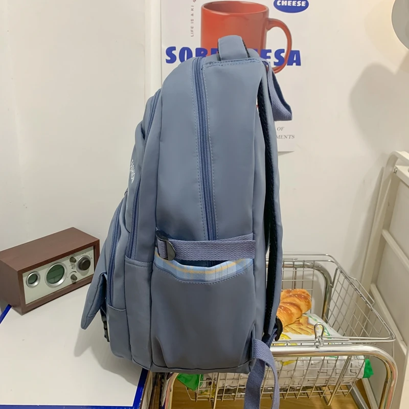 Est Solid Color New Waterproof Nylon Women Backpack Female Travel Bag Backpacks Schoolbag for Teenage Girls Solid Color Bookbag