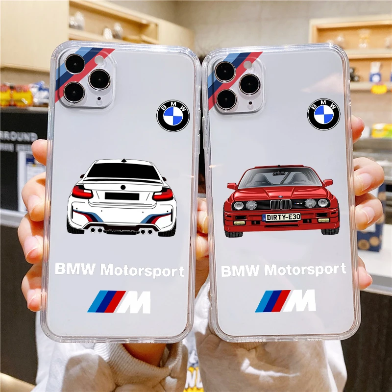 

Luxury BMW Sports Car For Apple iPhone 14 13 12 11 Mini XS XR X Pro MAX 8 7 6 Plus SE 2020 Transparent Phone Case Cover