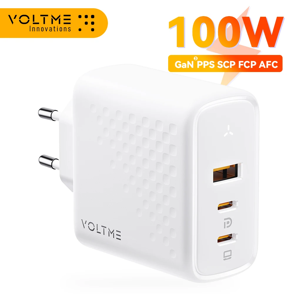 

VOLTME 100W USB C GaNIII Charger Type C PD 3.1 Fast Charging Quick Charge 4.0 For Carregador Iphone 13 12 Pro Max MacBook Laptop