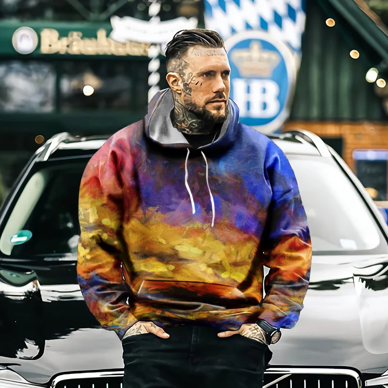 

Men's Hoodie Painted Tie Dye Art 3D Printing Harajuku Men's Hoodie Streetwear Fashion Trend for Spring, Autumn and Winter