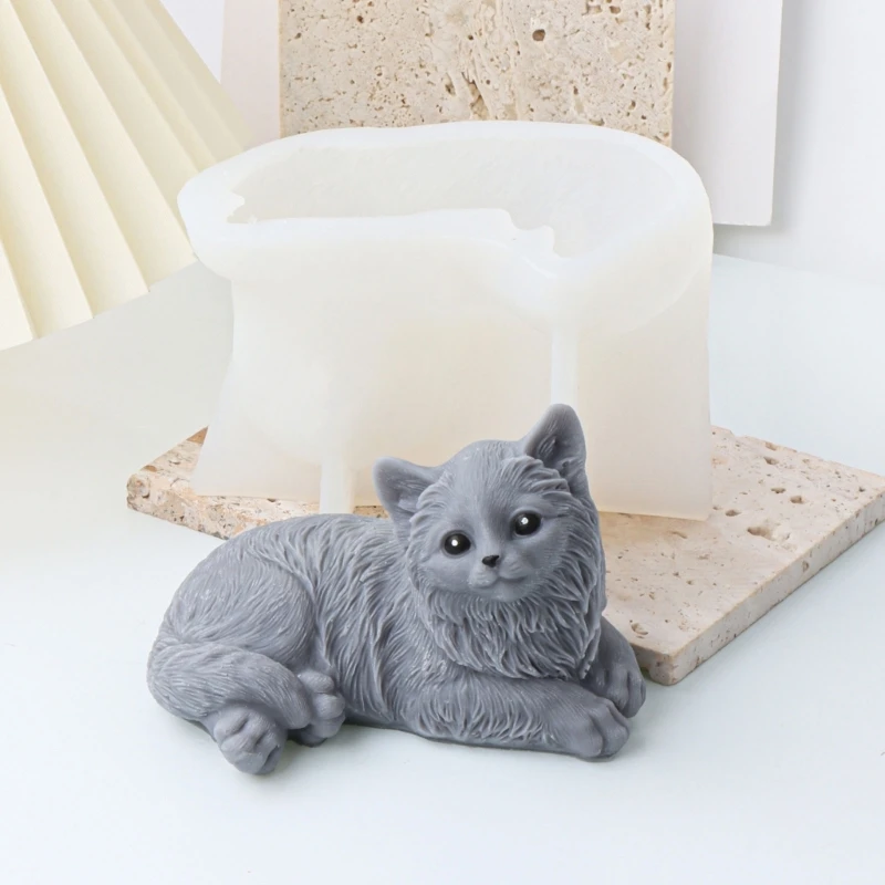 

Lying Cat Candle Silicone Mold for Candle Making,Aromatherapy Candle Resin Mold Animal Epoxy Resin Casting Mold for Soap Y08E