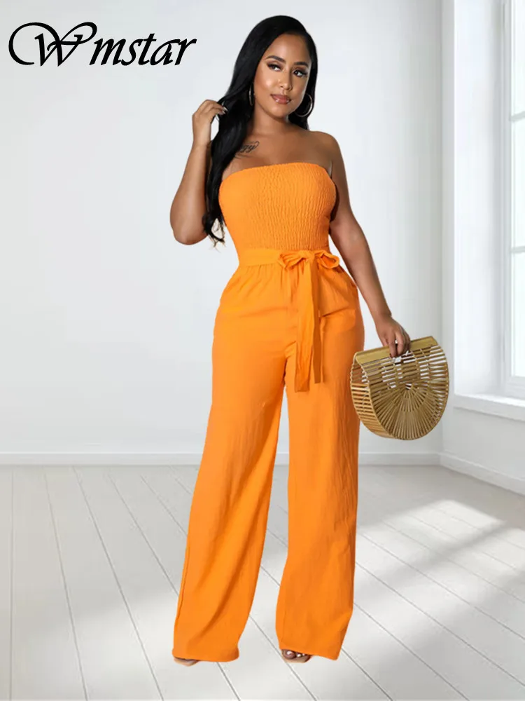 

Женский цельный комбинезон Wmstar, Облегающий комбинезон с широкими штанинами, модное сексуальное боди с открытыми плечами, новинка на лето, оптовая продажа, Прямая поставка