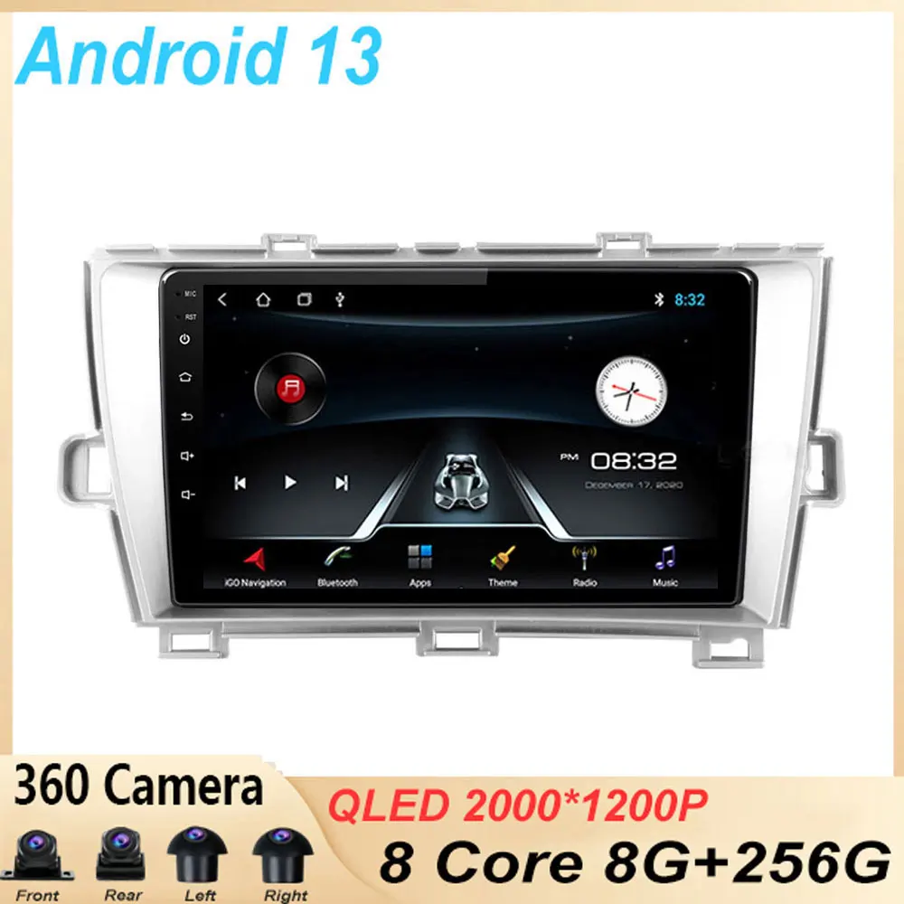 

Автомагнитола 9 дюймов для Toyota Prius 3 XW30 2009 - 2015 android 13, мультимедийный видеоплеер Android, автомобильный беспроводной адаптер no 2 din