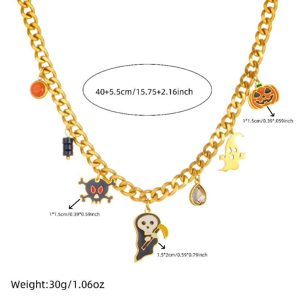 MEYRROYU из нержавеющей стали 316L милое забавное ожерелье Жнец смерти серп тыква на