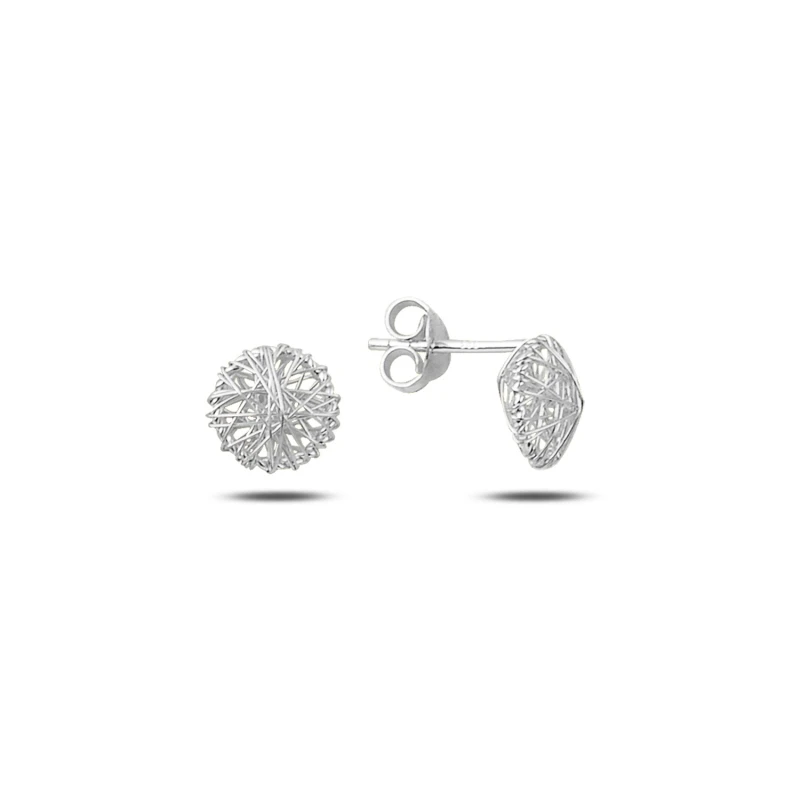 

Silver 925 Sterling Round Wire Knitted Earrings