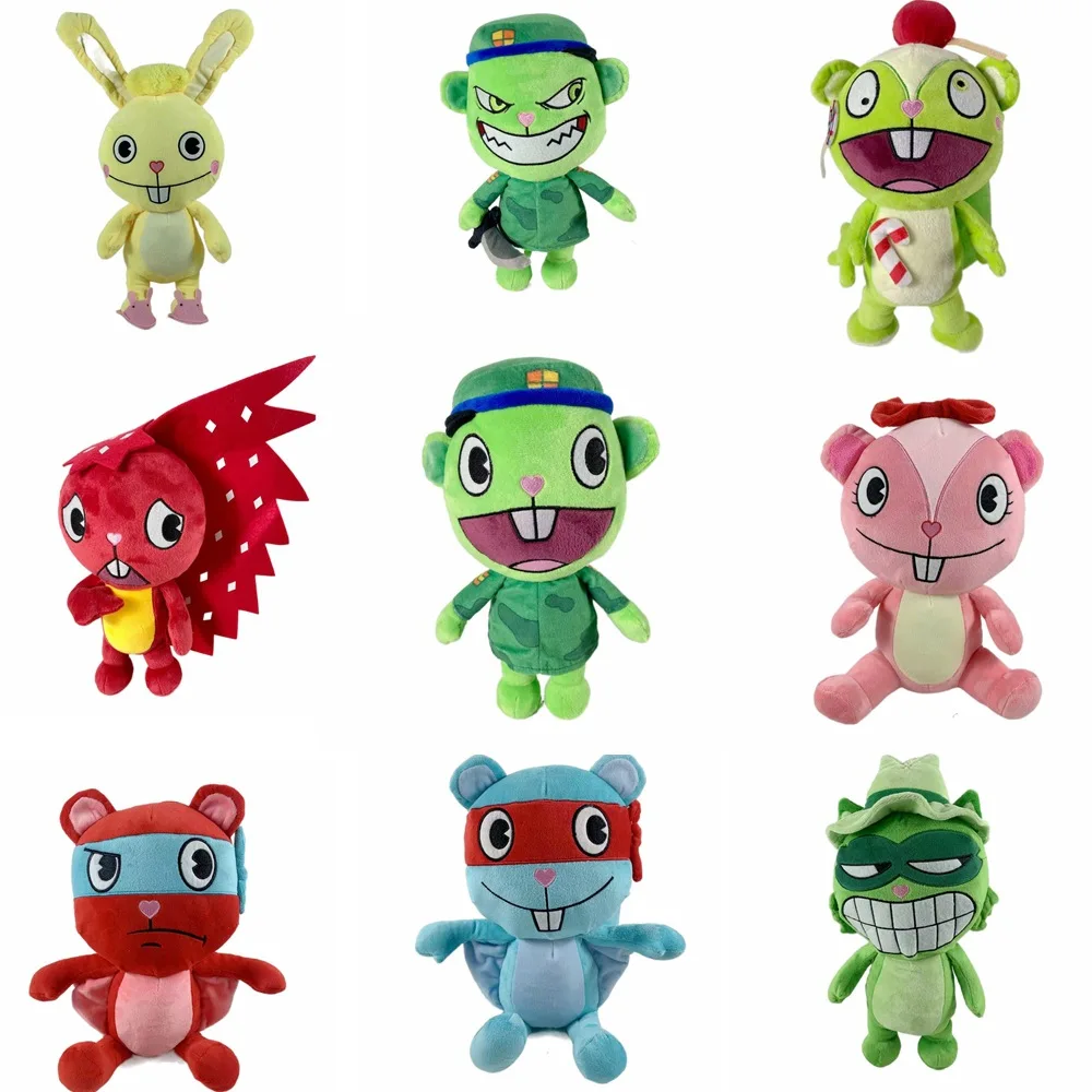 

28cm HTF Happy Tree Friends Plush Toys Anime Happy Tree Friends Soldier Fliqpy Dolls Military Flipy Christmas Party Gift