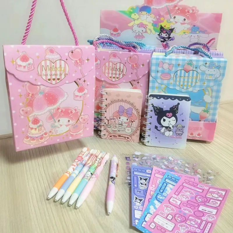 

Sanrio канцелярские принадлежности с аниме необычная наклейка, Подарочная коробка, наклейка для учеников, гелевая ручка, записная книжка в кор...