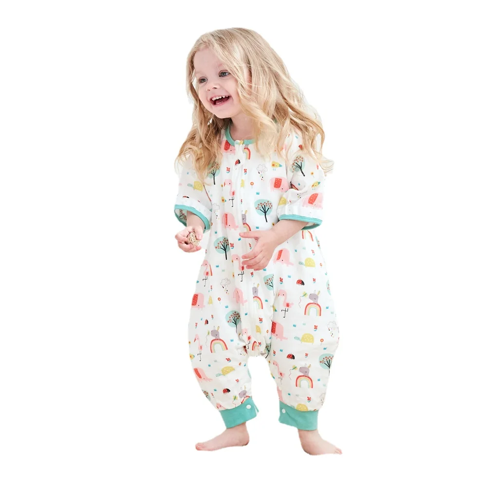 Марлевый детский спальный мешок Детский комбинезон с разрезами на ногах одежда