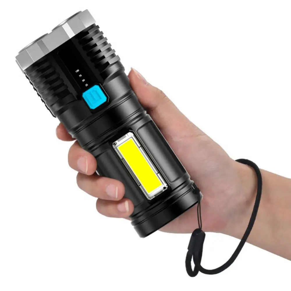 

4-ядерный светодиодный фонарик, суперъяркий фсветильник Рик, перезаряжаемый от USB светильник ильник дальнего действия, уличный портативный многофункциональный тактический фонарь