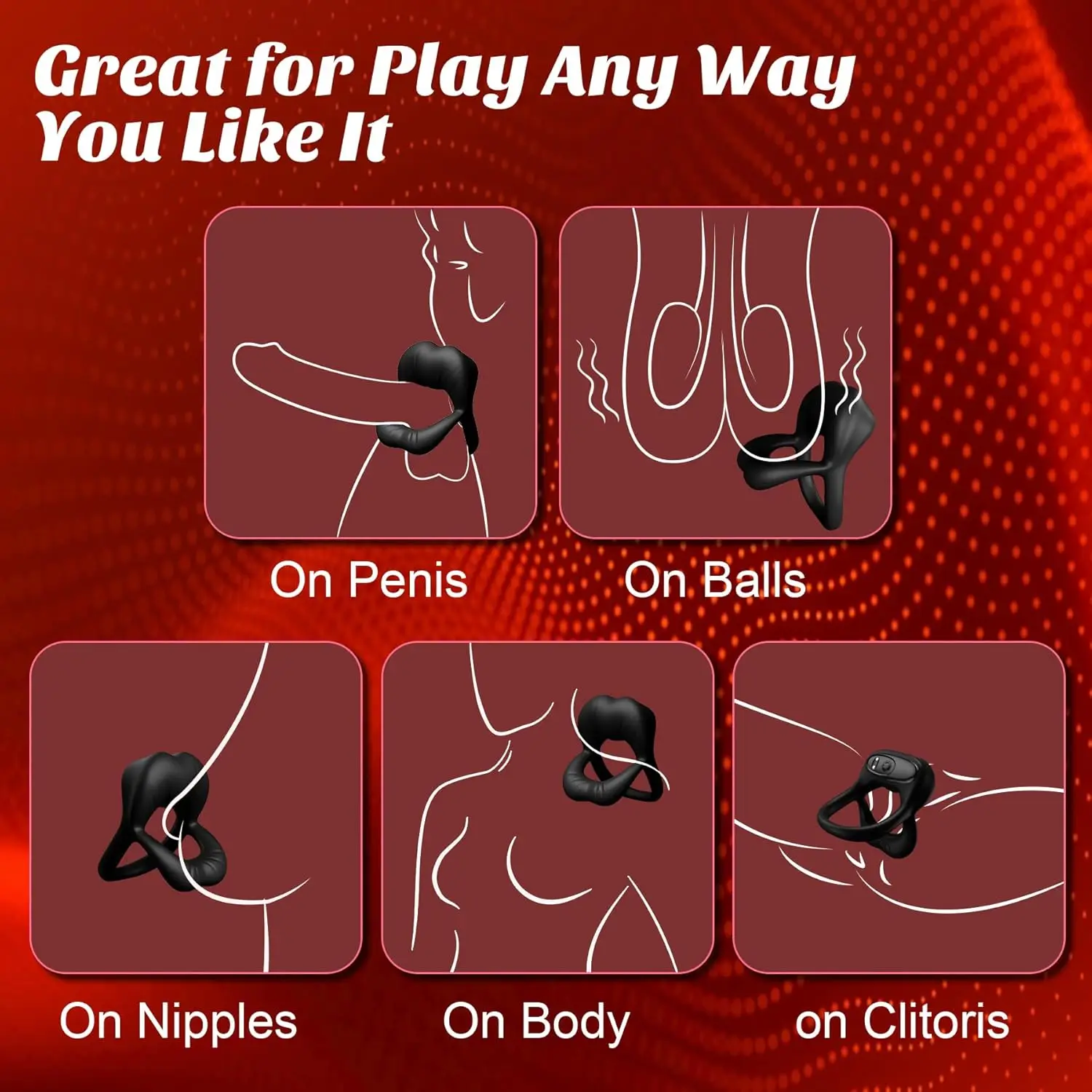 Вибрирующее кольцо на член с сексуальным стимулятором клитора для губ