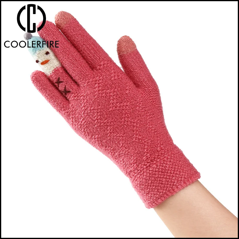 

Gloves Women Fashion Keep Warm Knitting Five-Finger Korean Version of Student Gloves Winter Plus Cashmere Touch Screen ST264