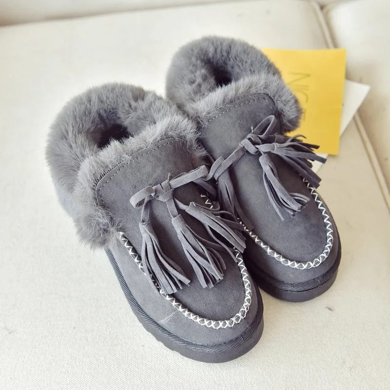 

Winter Hot Warm Korean Version Plus Velvet Flat Cotton Shoes Snow Boots Fashion Ladies Furry One-step Warm Shoes Теплая обувь