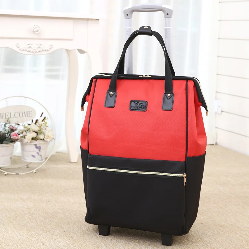 Women Business Travel Trolley Bags travel Backpacks with wheels luggage trolley backpack Mochila Oxford Rolling Baggage Suitcase