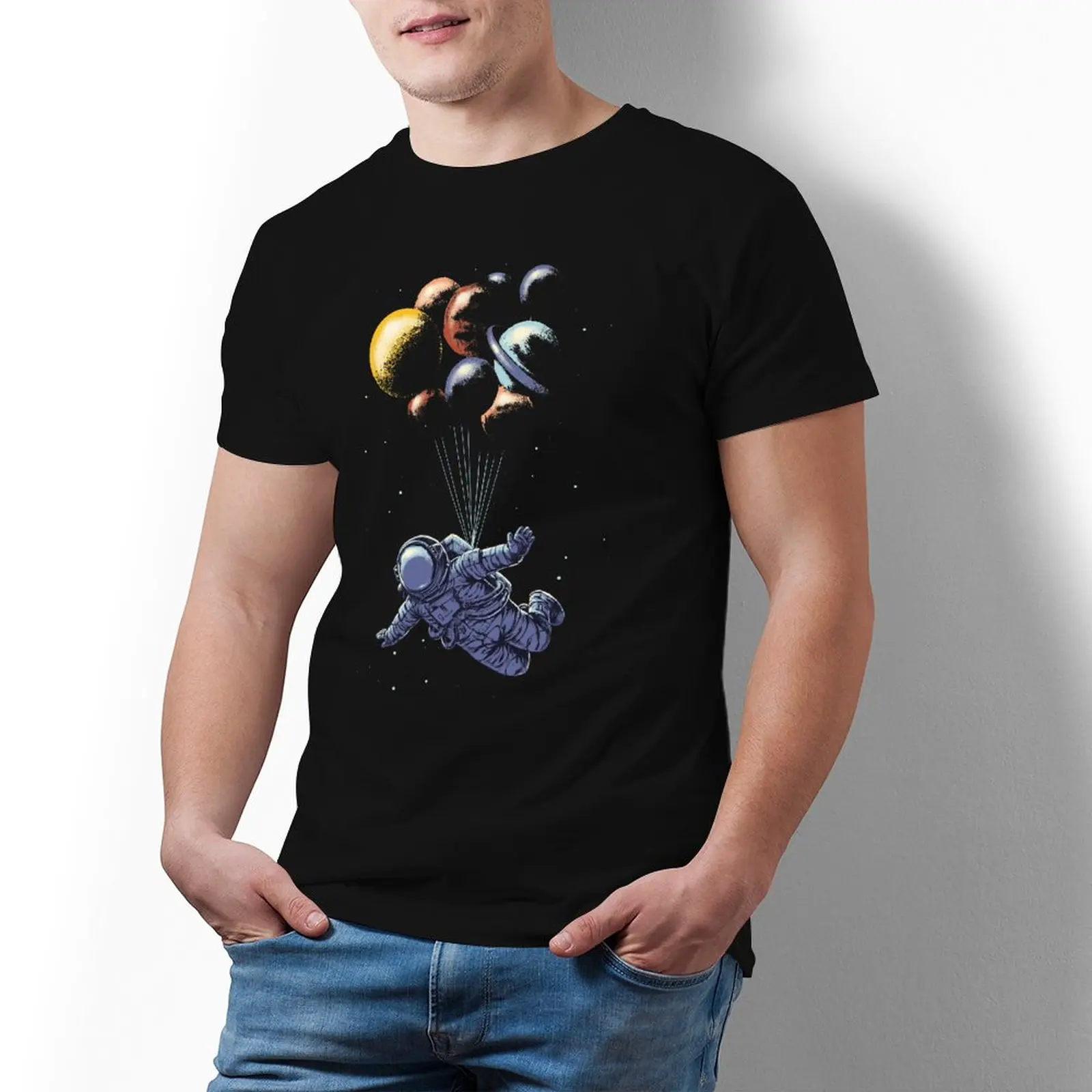 

Astronaut Space T Shirt Travel Graphic Cotton T-Shirt Short Sleeve Basic Tshirt Men