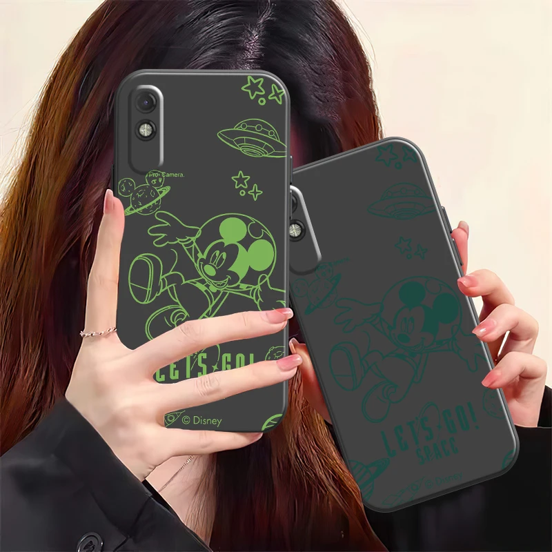

Disney Mickey Mouse Phone Case For Xiaomi Redmi 7 8 9 9A 9C 9T Note 9 9T 9S 10 10 Pro 10S Soft Coque Liquid Silicon Black Funda