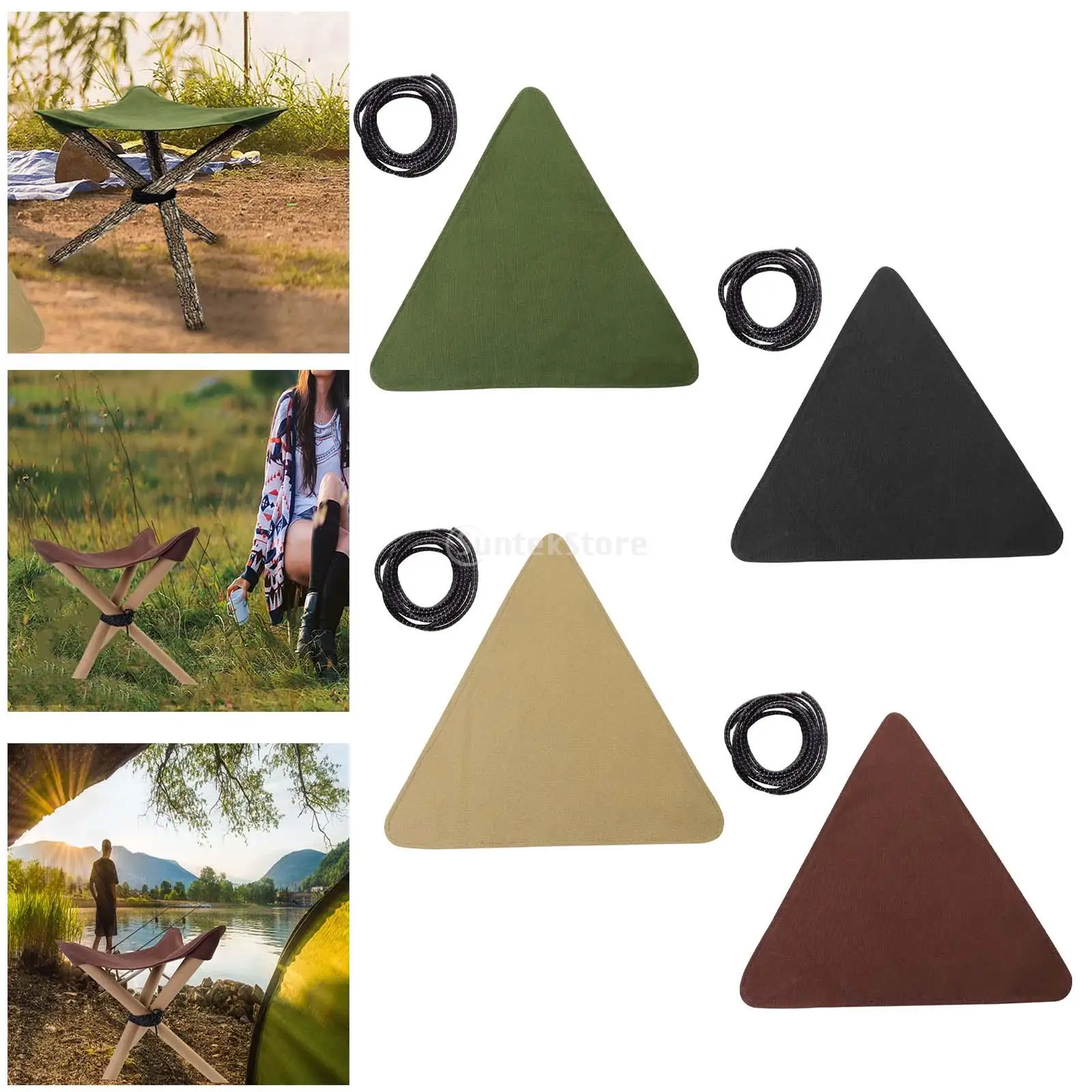 

Canvas Camping Triangle Stool Cloth BBQ Backpacking Chair Furniture Travel