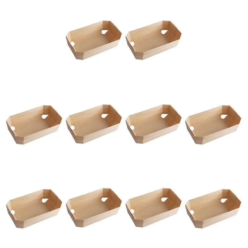 

1 Set 10Pcs Bread Packing Boxes Wooden Baking Pans Dried Fruit Dessert Plates Bread Packing Box Wooden Baking Box(Log Color)