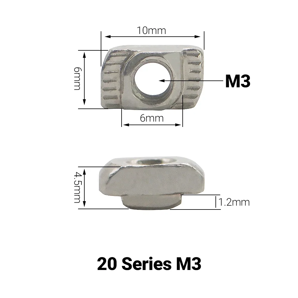 

50 шт./лот M3 M4 M5 M6 M8 вставная Т-образная гайка с молотковой головкой, скользящая гайка, крепежный соединитель для алюминиевого профиля 2020 3030 4040 4545