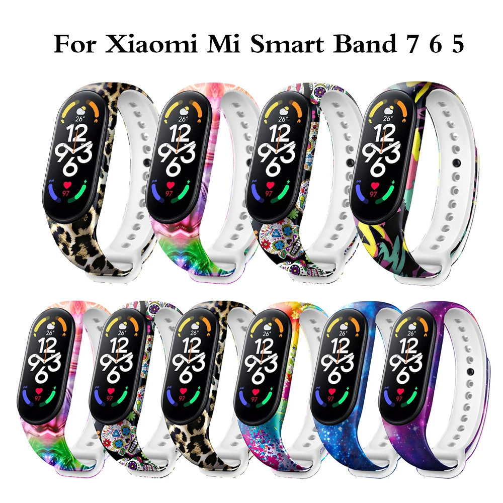 

Ремешок силиконовый для mi band 7, креативный спортивный браслет с граффити, сменный Браслет для xiaomi mi Band 7 6 5