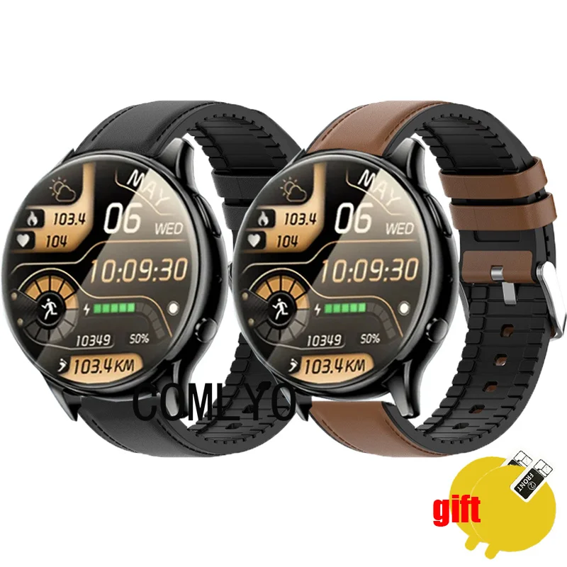 

Новый ремешок для смарт-часов KUMI GW5 кожаный ремешок + силиконовый спортивный ремешок Защитная пленка для экрана