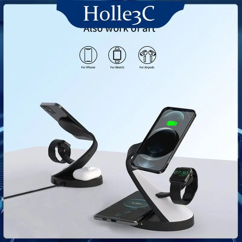 

Tempered Glass Wireless Phone Charger Stand Fast Charging Portable Mobile Phone Holder 5 In 1 Magnetic Multifunctional Black 3w
