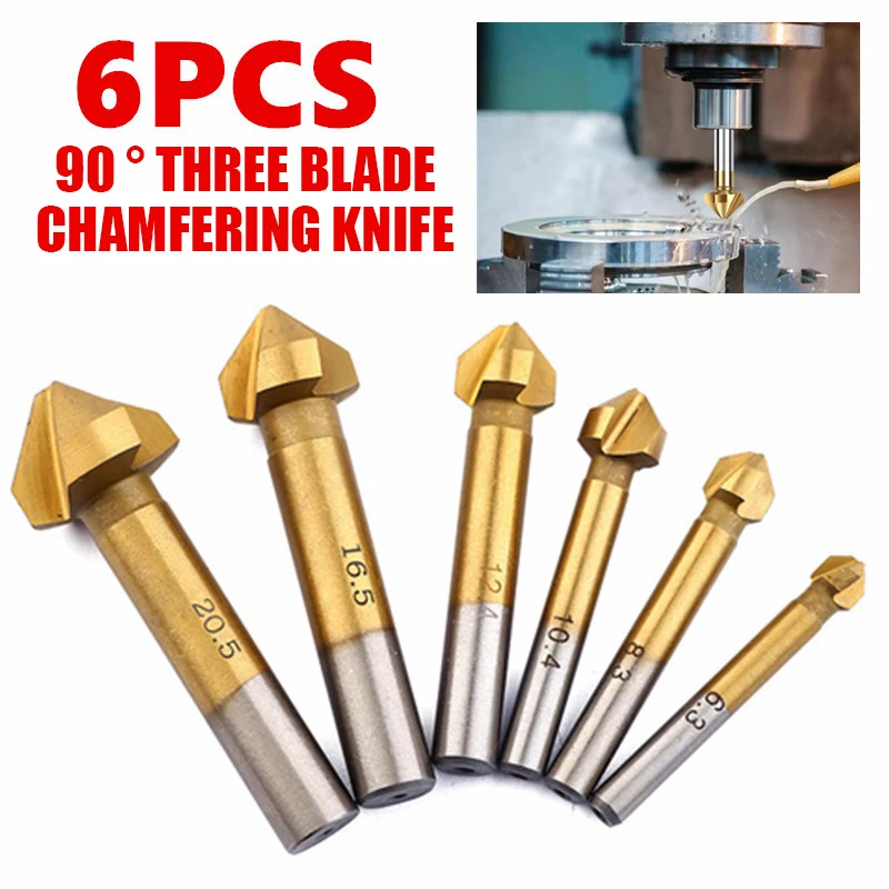 

3 Flute 90 Degree Hss Chamfer Cutter Chamfering Drilling End Mill Drill Counter Sink Titanium Coated Countersink Drill Bit