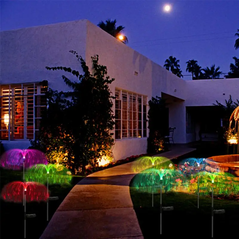

2pcs Solar Powered Outdoor Grass Globe Dandelion Fireworks Lamp For Garden Lawn Landscape Lamp Holiday Lighting Decorations