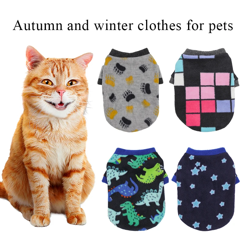 

Warm Fleece Pet Dog Clothes Sweater Dinosaur Star Printed Pet Coat Puppy Dogs Shirt Jacket French Bulldog Pullover Dog Clothing